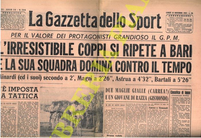 - - L'irresistibile Coppi si ripete a Bari e la sua squadra domina contro il tempo.