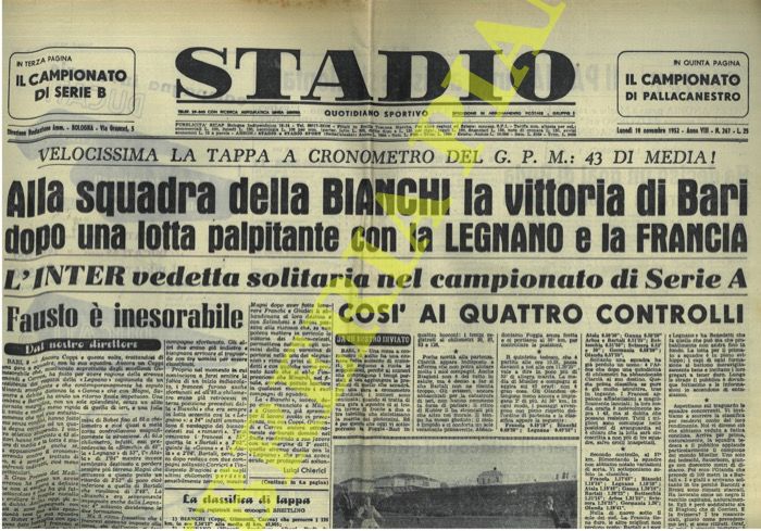 - - Alla squadra della Bianchi la vittoria di Bari dopo una lotta palpitante con la Legnano e la Francia. Fausto  inesorabile.