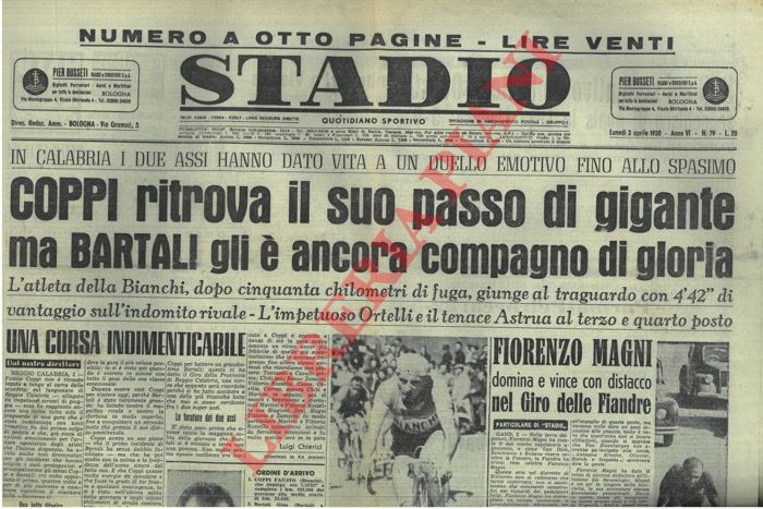 - - Coppi ritrova il suo passo di gigante ma Bartali gli  ancora compagno di gloria. Una corsa indimenticabile.