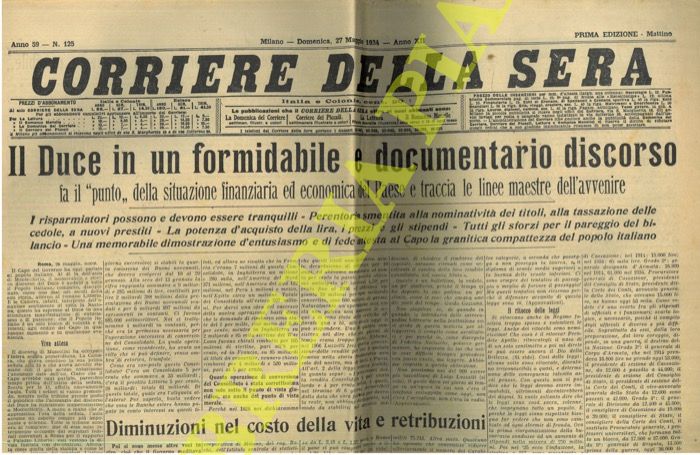 - - Il Duce in un formidabile e documentario discorso fa il 