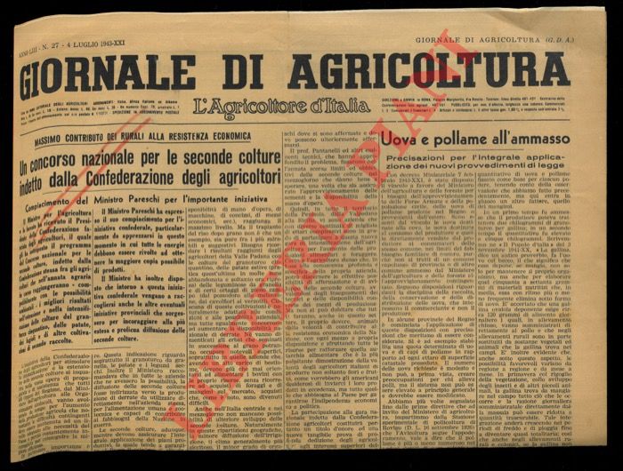 - - Giornale di Agricoltura. L'Agricoltore d'Italia.