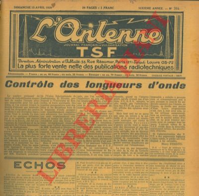 - - L'antenne. Journal de vulgarisation TSF.