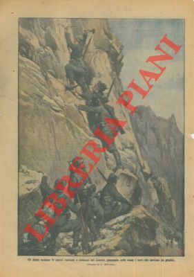 BELTRAME A. - - Gli alpini scalano le pareti verticali a nord-est del Cauriol.