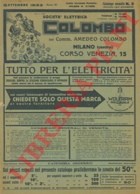 Soc. Elettrica Colombo. Milano - - Tutto per l'elettricit.