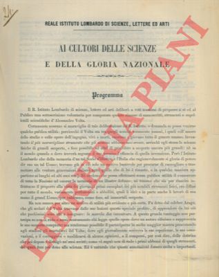 - - Sottoscrizione volontaria per l'acquisto di manoscritti, strumenti e suppellettili scientifiche di Alessandro Volta.