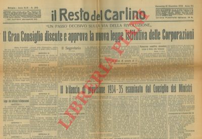 - - La Legge sulle Corporazioni.