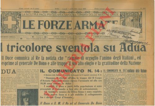 - - Il tricolore sventola su Adua.