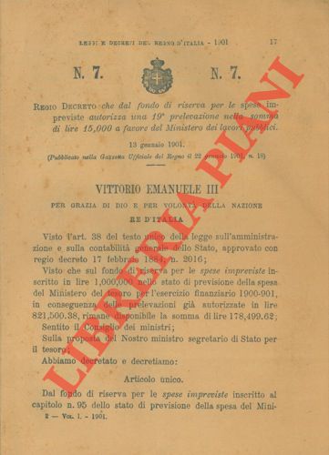 - - Raccolta ufficiale delle Leggi e dei Decreti del Regno d'Italia. 1901.