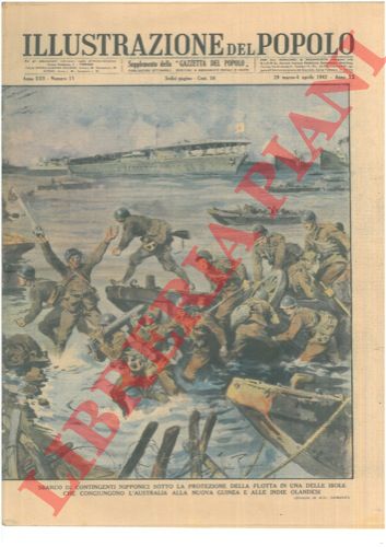 RAIMONDI Aldo - - Sbarco di contingenti nipponici sotto la protezione della flotta in una delle isole che congiungono l'Australia alla Nuova Guinea e alle Indie Olandesi.