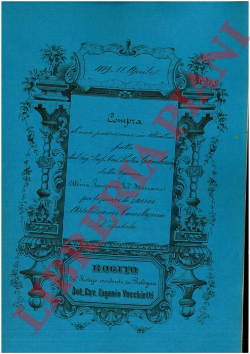 Gamberini - Ramponi - Vendita di una possessione detta S.Salvatore di Mezzo posta nella Parrocchia di Stiatico, comune di San Giovanni di Piano