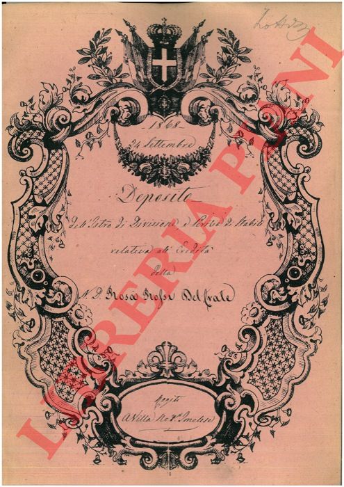 Rossi Del Frate - Deposito dell'istro di divisione e perizia di stabili tra cui un pezzo di terra detto Gavazza, uno detto Poggiolo con altro piccolo pezzo di terreno detto Poggio Piccolo, uno detto S.Bartolomeo e uno detto Spianata posti a Imola