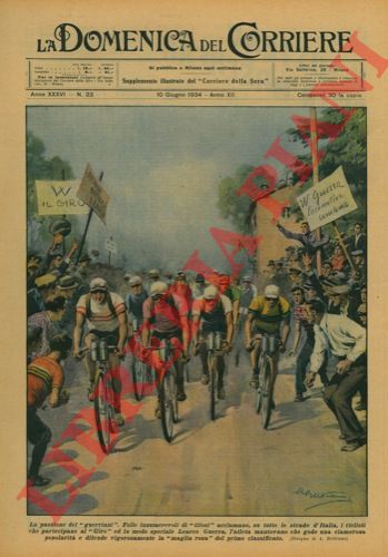 BELTRAME A. - - Folle innumerevoli di tifosi acclamano Learco Guerra sulle strade del 'Giro'.