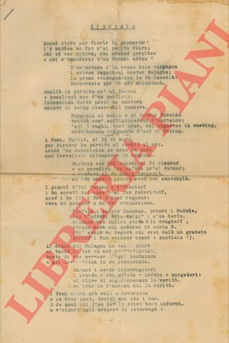 Eusebi (Ognibene Vincenzo di Castelletto di Serravalle) - - Zirudela sui fatti che hanno preceduto l'ultimo scudetto calcistico del Bologna.