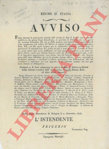 - - Affitto del diritto di vendere Acquaviva, Rosoglj, Rhum, Rak nei vari Comuni e frazioni della Provincia di Bologna.