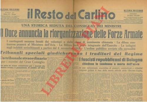 - - Il Duce annuncia la riorganizzazione delle Forze Armate.