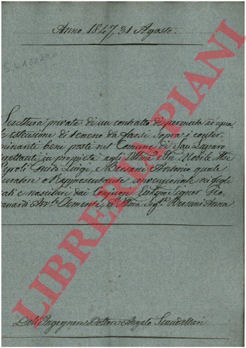 Pepoli - Bersani - Permuta di terreno posto nel Comune di San Lazzaro