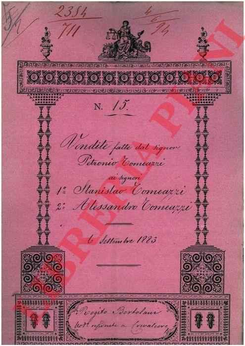 Tomeazzi - Stanislao - Vendita di una possessione detta Macero lungo o Casa Vecchia e di un predio detto Volta Panarazzo posti nel Comune di Crevalcore