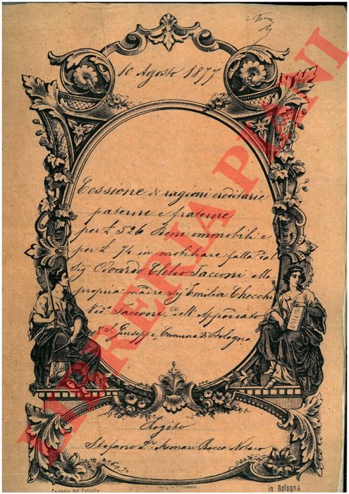 Tacconi - Checchi - Cessione di ragioni ereditarie su di un fabbricato posto nel territorio dello Spirito Santo, Comune di Borgo Panigale in luogo detto Borgo del Lavino di mezzo