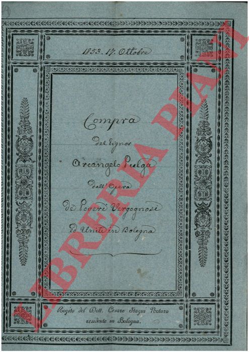 Pulga - Opera de Poveri Vergognosi ed Uniti in Bologna - Compra di un podere detto Creta e di un altro predio detto Paradiso posti a S.Giovanni in Persiceto, quartiere di Ducentola