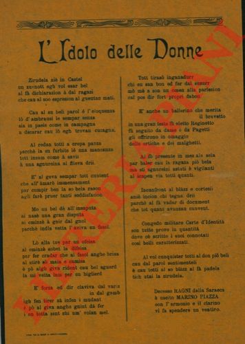 PIAZZA Marino - - L'idolo delle donne. (in dialetto bolognese).