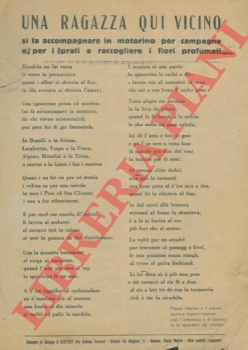 PIAZZA Marino - - Una ragazza qui vicino si fa accompagnare in motorino per campagna e per i prati a raccogliere i fiori profumati. (in dialetto bolognese).