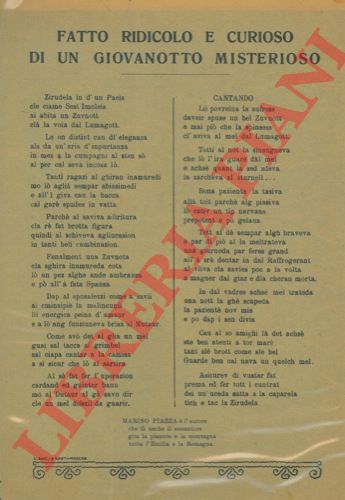 PIAZZA Marino - - Fatto ridicolo e curioso di un giovanotto misterioso. (in dialetto bolognese).