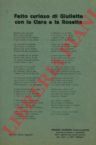 PIAZZA Marino - - Fatto curioso di Giulietta con la Clara e la Rosetta. (in dialetto bolognese).