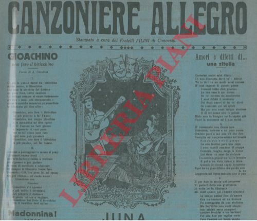 Fratelli Filini. Concesio - - Canzoniere allegro.