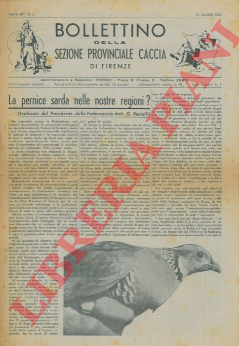 - - Bollettino della Sezione Provinciale Caccia di Firenze.