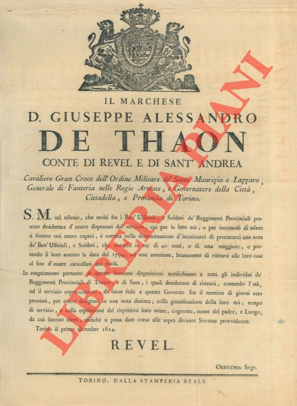- - Permesso ai militari di et superiore ai 40 anni che desiderano ritirarsi dalla leva.
