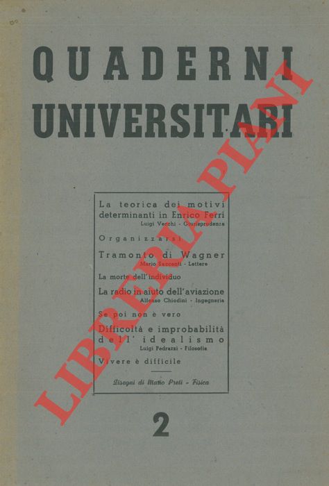 - - Quaderni Universitari, n. 2.