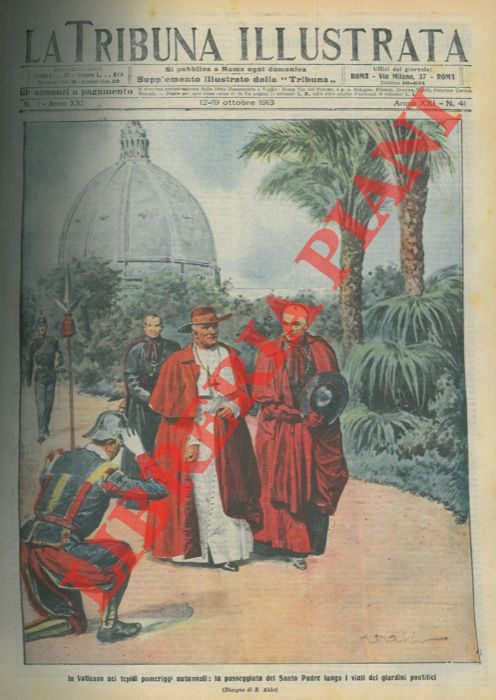 ABBO E. - - In Vaticano nei tiepidi pomeriggi autunnali: la passeggiata del Santo Padre lungo i viali dei giardini pontifici.