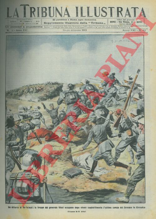 ABBO E. - - La vittoria di Bu-Scimal: le truppe del generale Vinai occupano dopo vivace combattimento l'ultimo campo del Senusso in Cirenaica.
