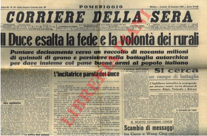 - - Il Duce esalta la fede e la volont dei rurali