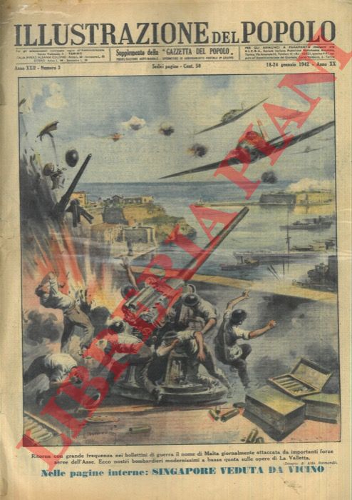 - - Malta bombardata. Nostri bombardieri modernissimi a bassa quota sulle opere di La Valletta.