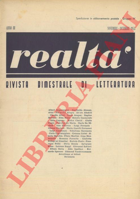 - - Realt. Rivista bimestrale di letteratura. Direttore Aldo Capasso.