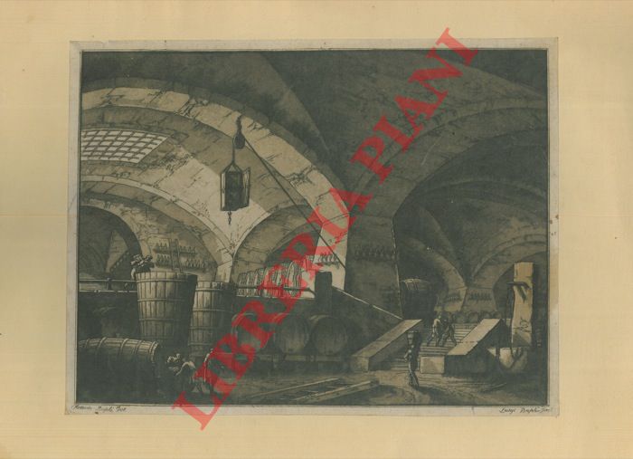 BASOLI Antonio - - Cantina con grandi botti e tini.