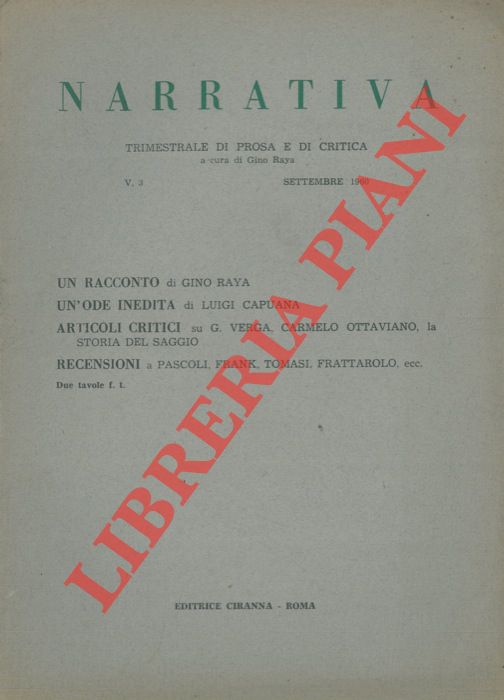 - - Narrativa. Trimestrale di prosa e critica.