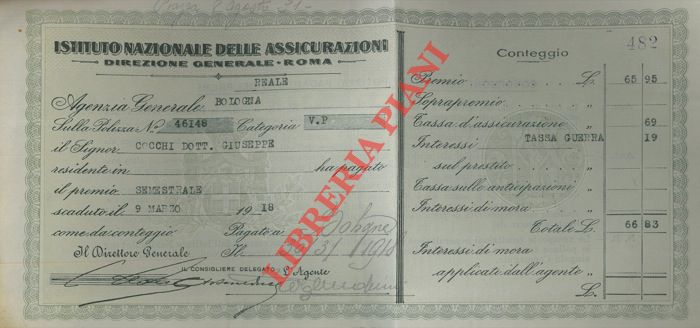INA - - Ricevuta di Polizza.