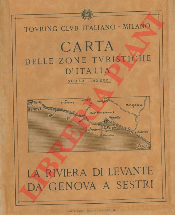 TCI - - La Riviera di Levante da Genova a Sestri. Carta delle zone turistiche d'Italia.