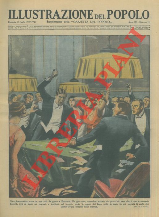 ORTELLI Alfredo - - Una drammatica scena in una sala da gioco a Bucarest. Un giocatore, essendosi accorto da parecchie ore che il suo avversario barava, lev di tasca un pugnale e inchiod sul tappeto verde la mano del baro, sotto la quale fu poi trovata la carta che costui aveva estratto dalla manica.