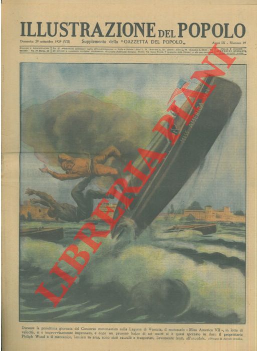 ORTELLI Alfredo - - Durante la penultima giornata del Concorso motonautico sulla Laguna di Venezia, il motoscafo 'Miss America VII' , in lotta di velocit, si  improvvisamente impennato, e dopo un pauroso balzo di sei metri si  quasi spezzato in due.