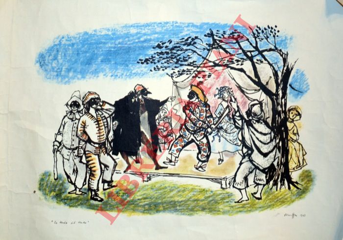 Muffin - La tenda del teatro. (Arlecchino, Brighella, Pulcinella, ecc. ballano sotto un albero, davanti ad una tenda.