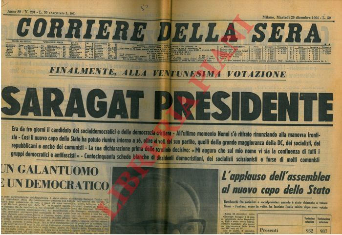 - - Saragat Presidente.