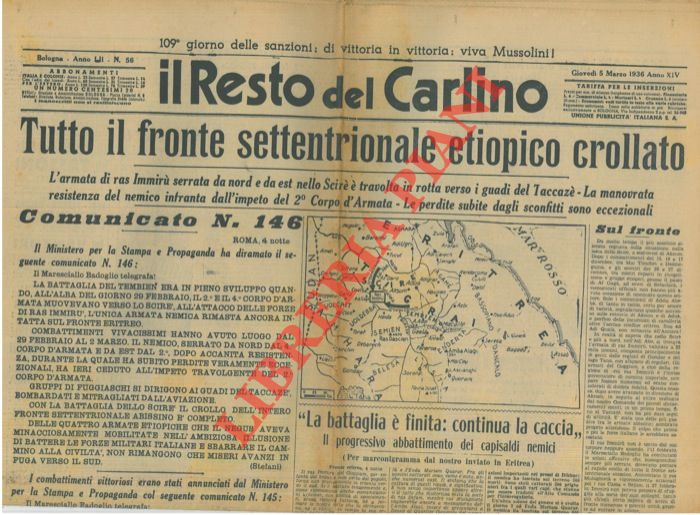 - - Tutto il fronte settentrionale etiopico crollato.
