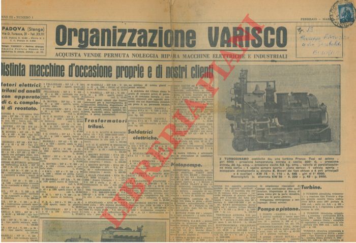 Organizzazione Varisco. Padova - - Macchine elettriche e industriali.