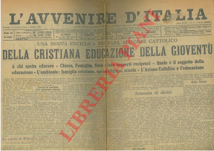 - - Rapporti tra Religione, Azione Cattolica e Fascismo.