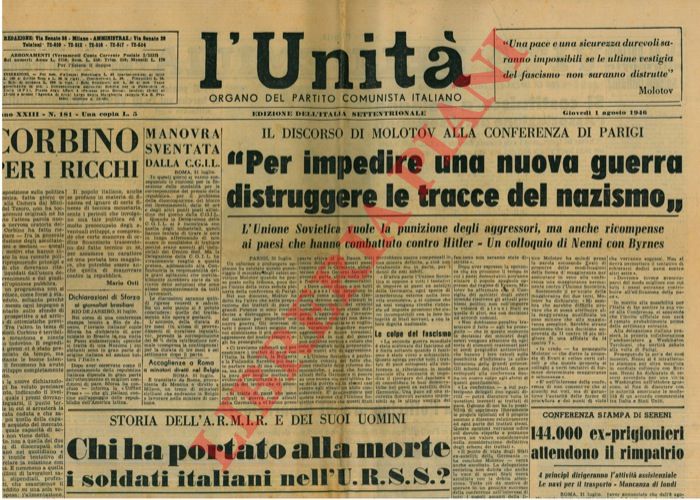 - - Conferenza di Parigi, trattato di pace, e altri problemi di quel periodo.