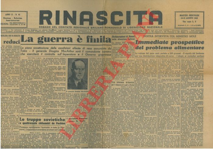 - - La guerra  finita. Piena accettazione delle condizioni alleate di resa annunciata da Tokio.
