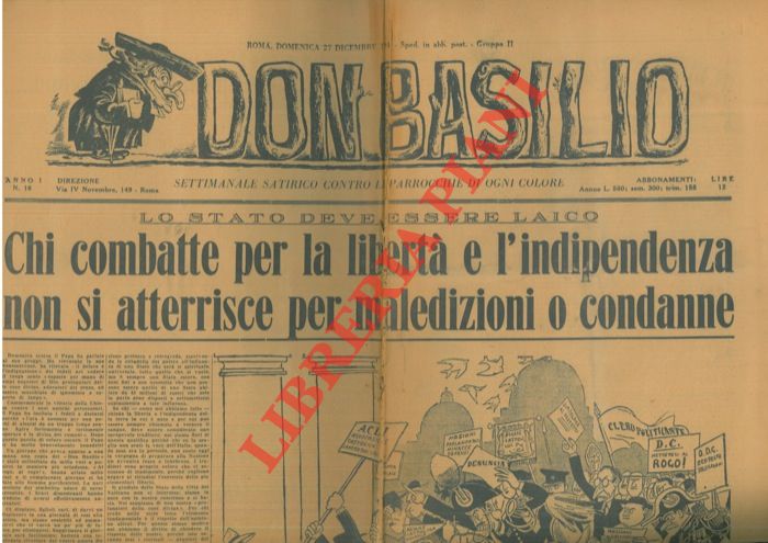 - - Don Basilio. Settimanale satirico contro le parrocchie di ogni colore.